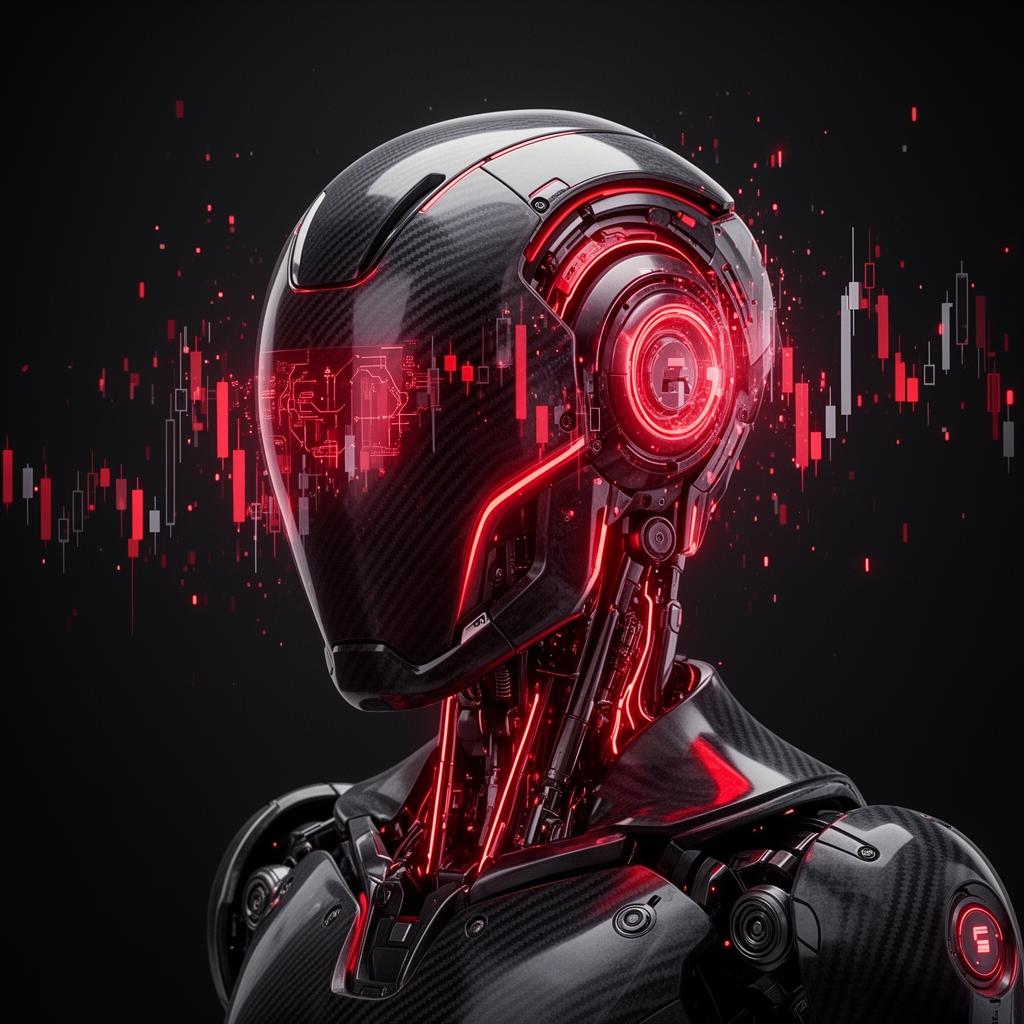 Nash AI trading robot with red neon glow
